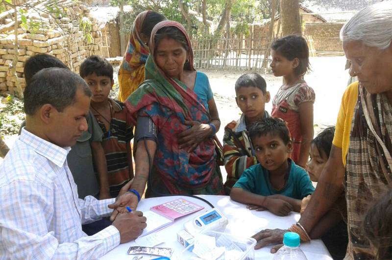 Health checkup camp at village Lokahi, Bihar