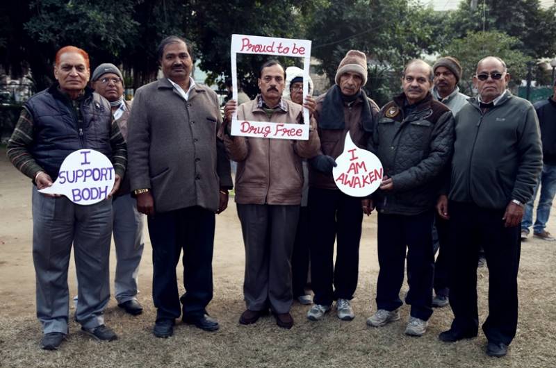 Volunteers performed against drug abuse at Pratap Bagh, Jalandhar under Unmoolan Campaign