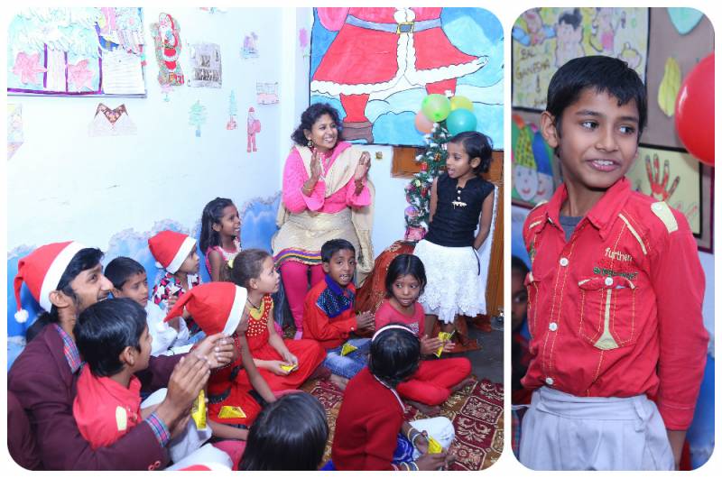 D.A.V. school students celebrated Christmas with Manthanites, Badli, Rohini, Delhi