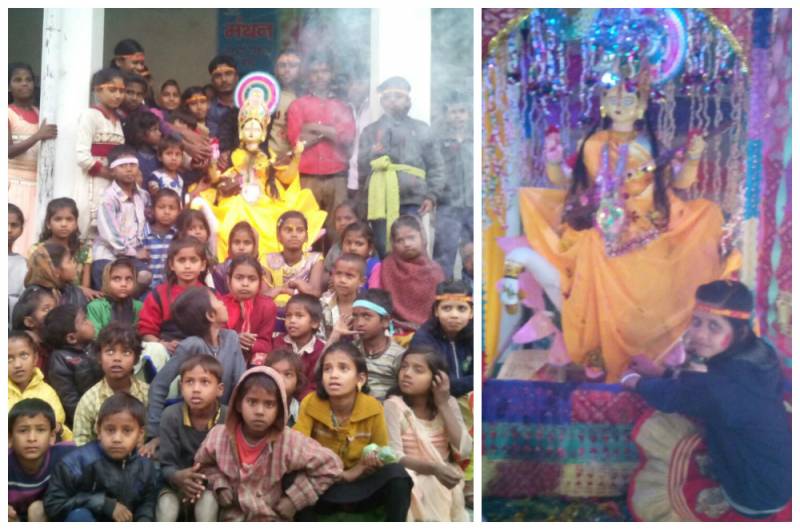 Seeking Blessings from the Goddess of Knowledge- Saraswati Poojan @ Manthan SVKs, Bihar