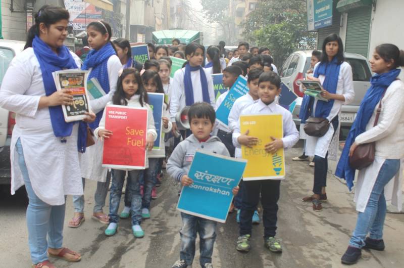 Young nature conservators of DJJS Karkardooma undertake cleanliness drive at CBD Ground, Shahdara to steer residents towards Green living