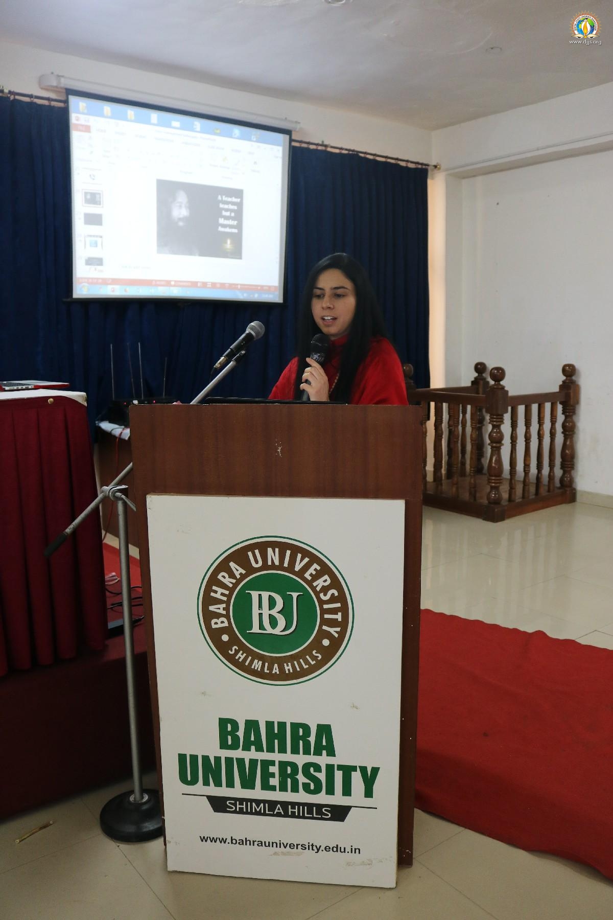 Lecture on Life Management Stressed upon Self Realization at Bahra University, Himachal Pradesh
