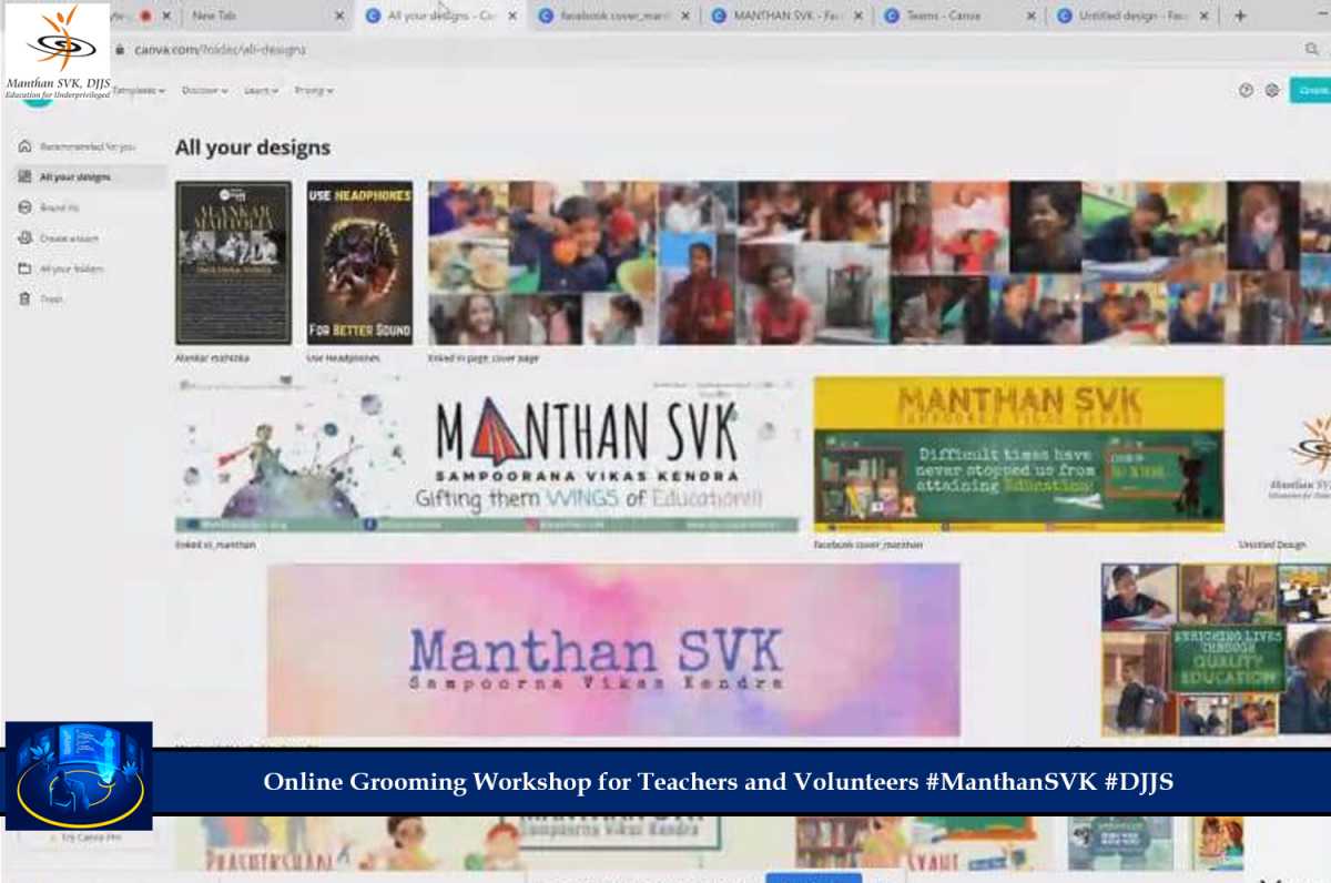 Online workshops for Teachers & Volunteers of Manthan- Sampoorna Vikas Kendra