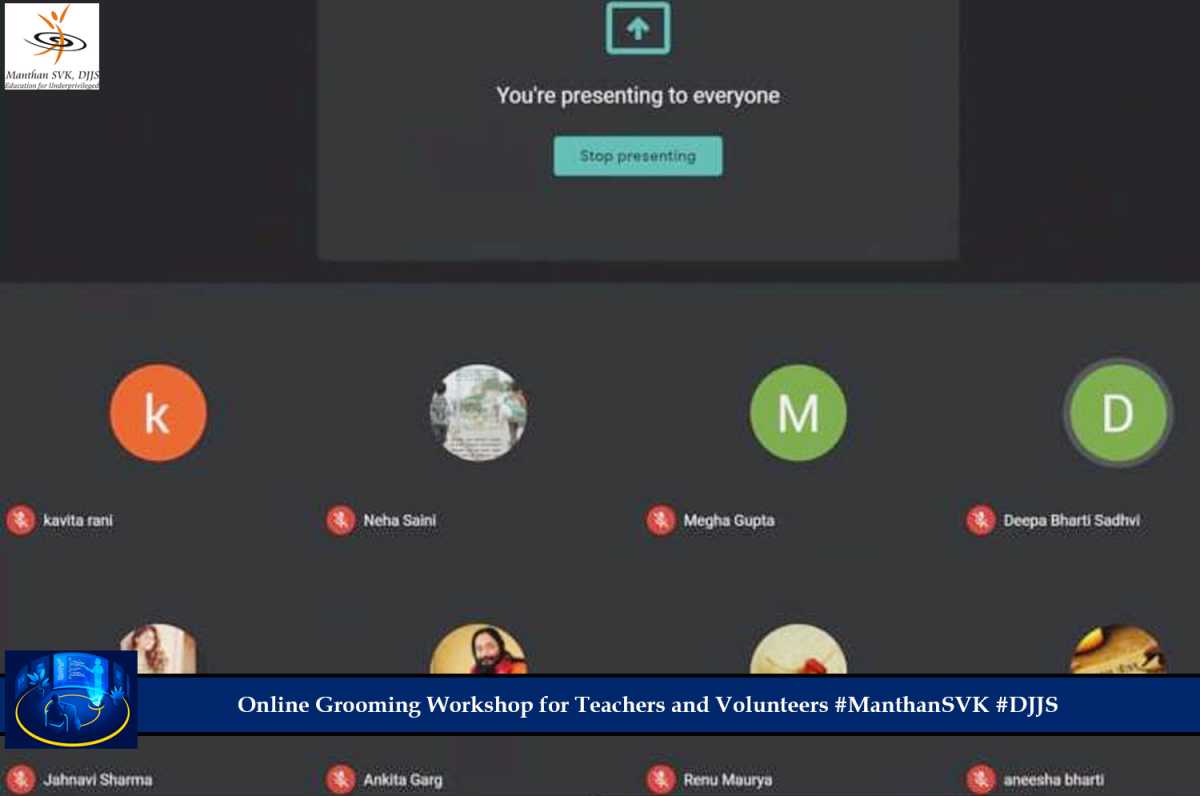 Online workshops for Teachers & Volunteers of Manthan- Sampoorna Vikas Kendra