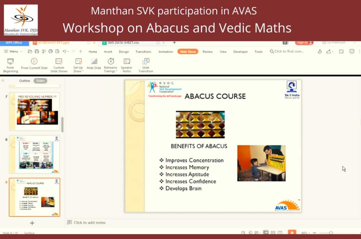Manthan SVK Participation in AVAS - Workshop On Abacus And Vedic Maths
