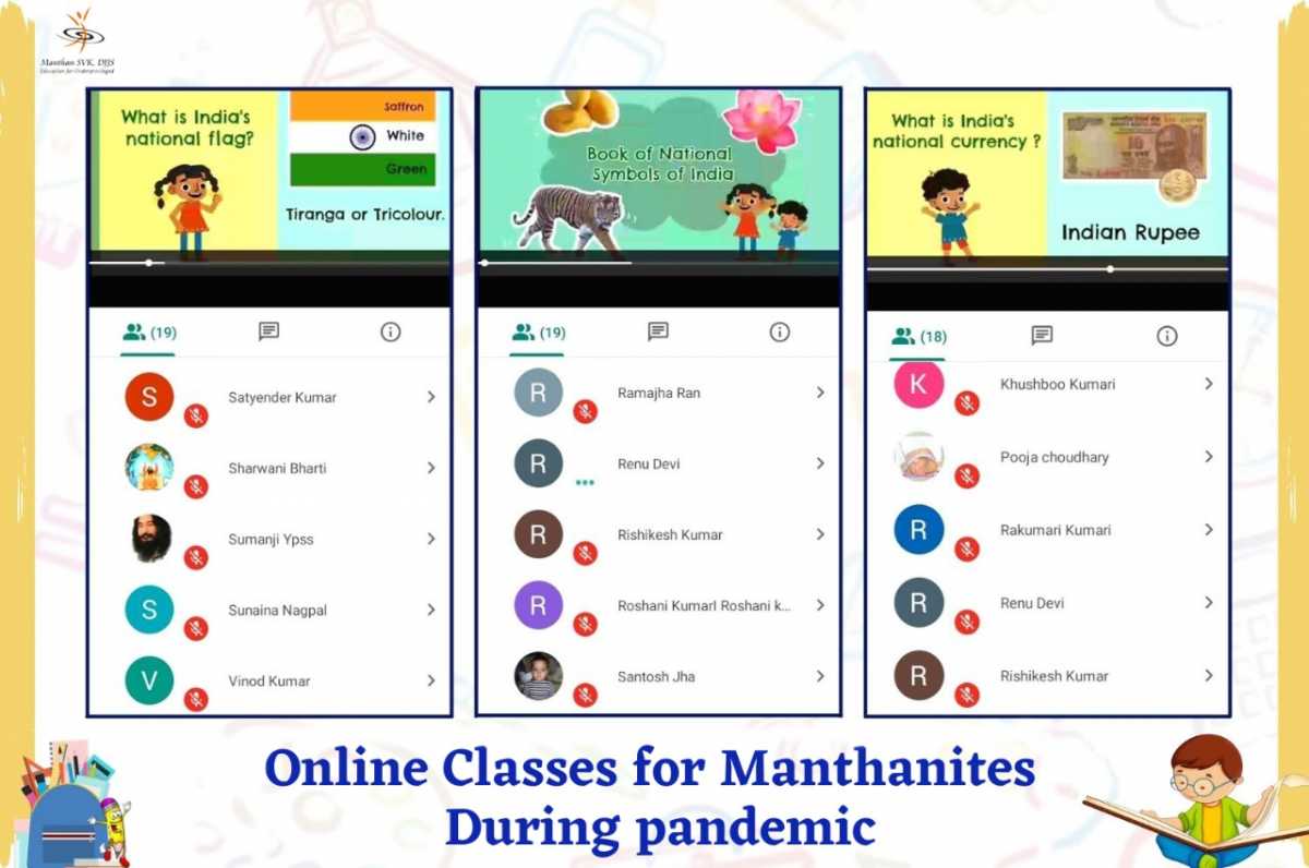 Virtual Classes conducted by Manthan- Sampoorna Vikas Kendra (SVK) during the COVID -19 Pandemic