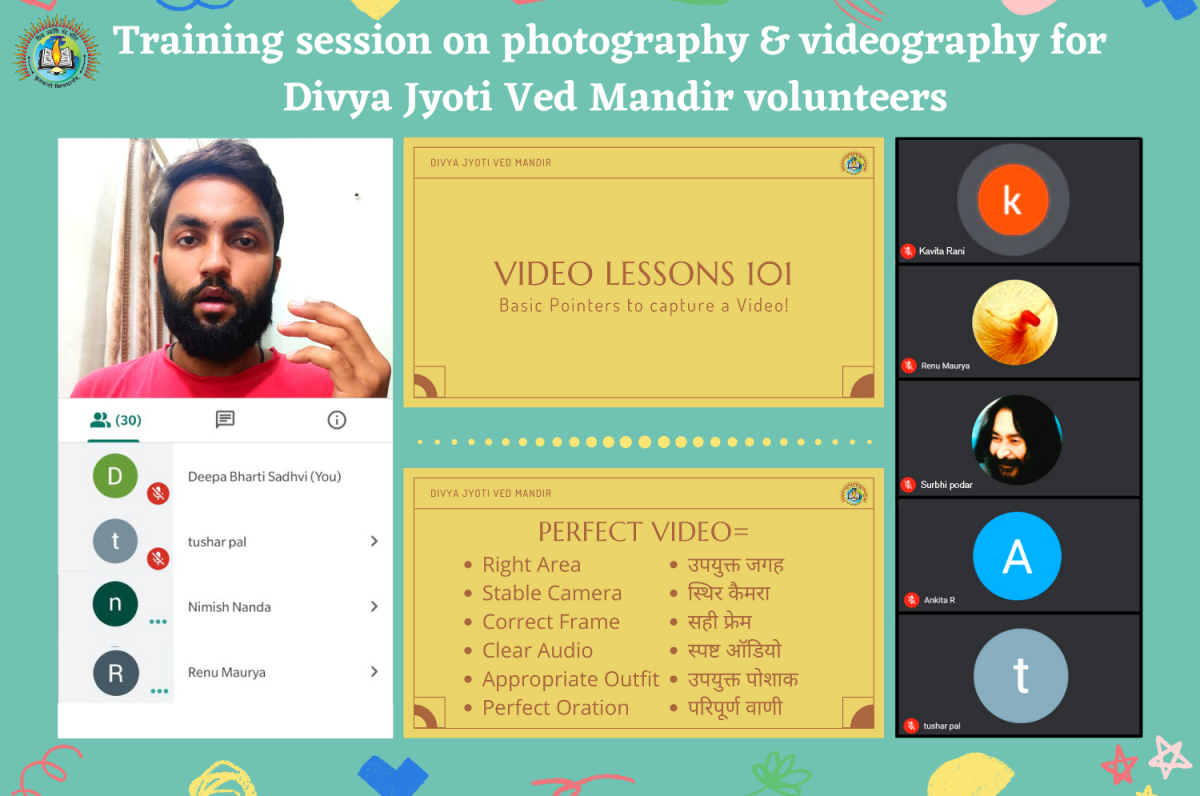 Divya Jyoti Ved Mandir (DJVM) Volunteers photography and videography training session