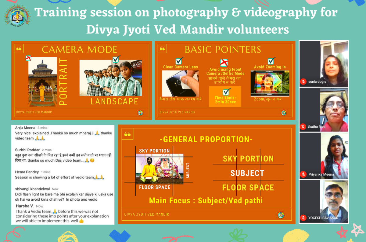 Divya Jyoti Ved Mandir (DJVM) Volunteers photography and videography training session