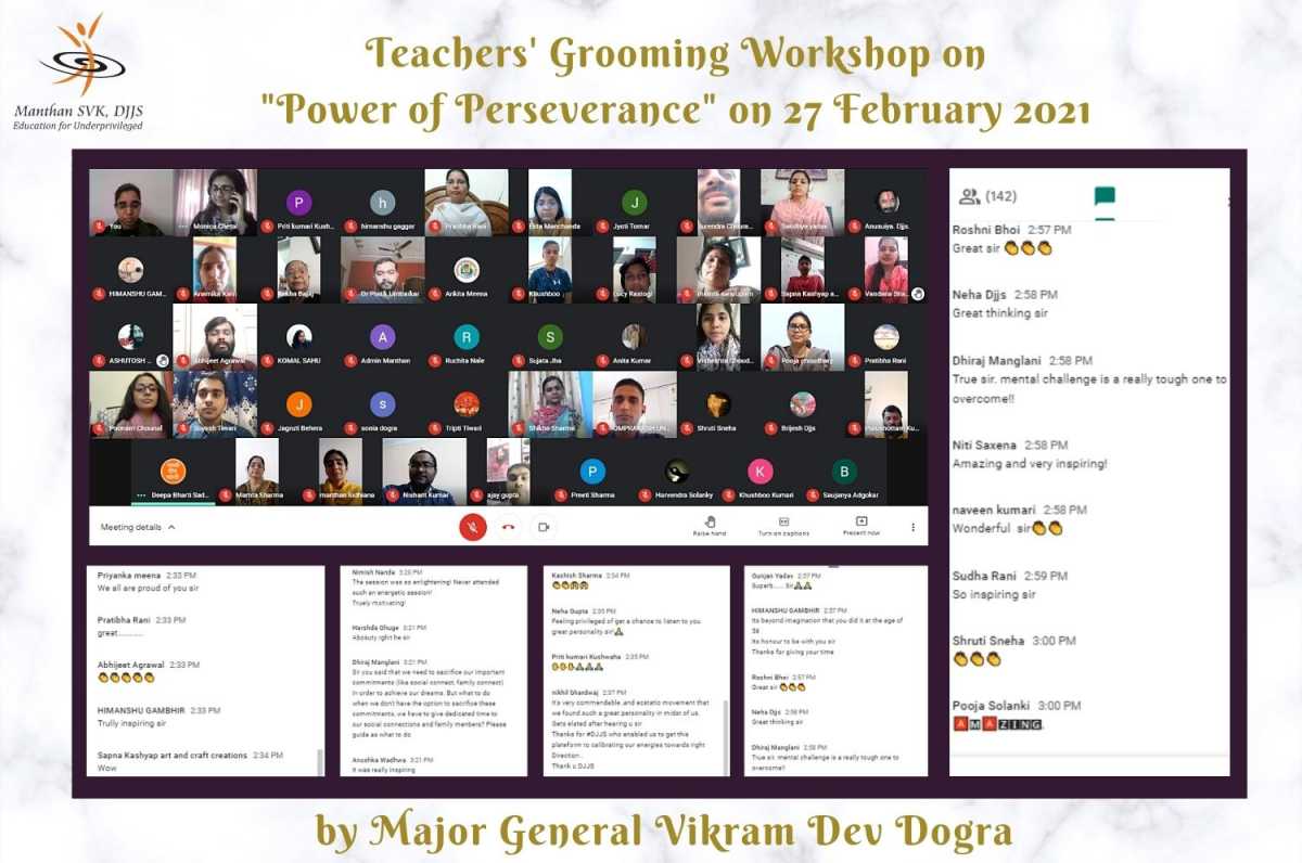 Manthan SVK organised a virtual grooming workshop for the teachers and volunteers