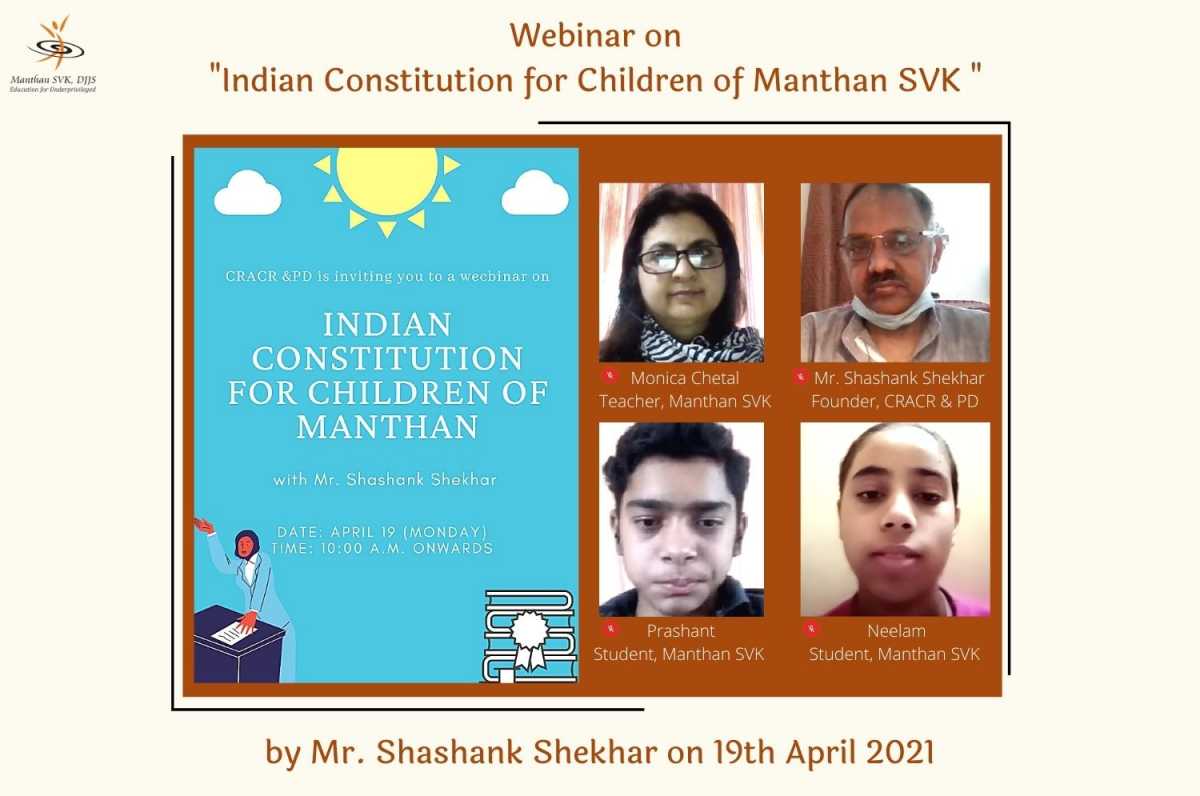 Guidance Workshop themed Indian Constitution for Children | Manthan SVK
