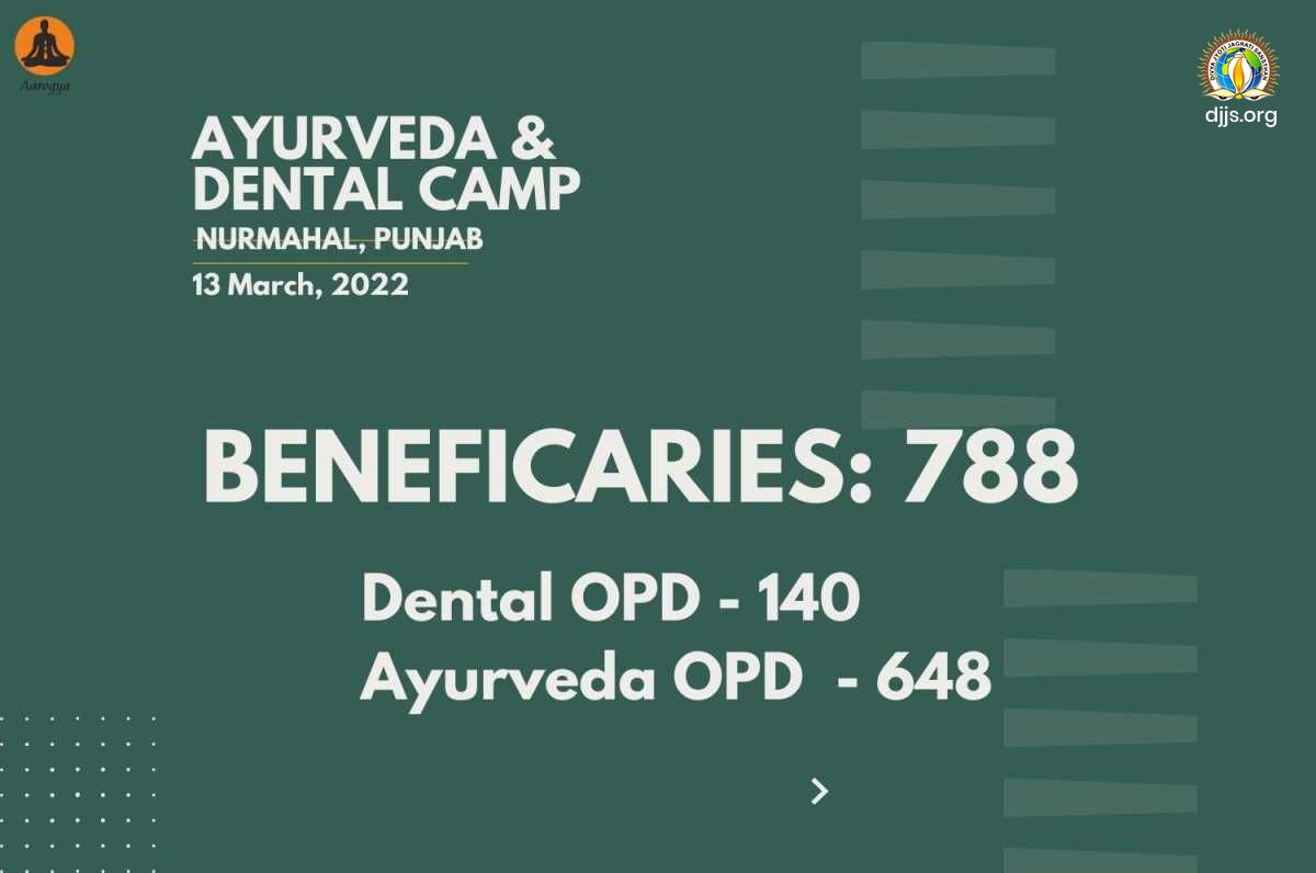 More than 788 Patients benefited from the Ayurveda and Dental OPD at Nurmahal Centre, Punjab in April 22