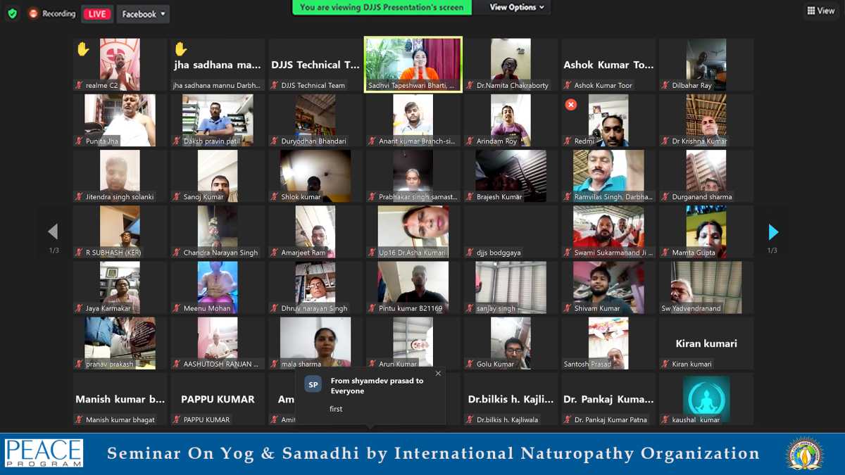 DJJS Representative participates in Yog Samadhi Webinar held by International Naturopathy Organisation